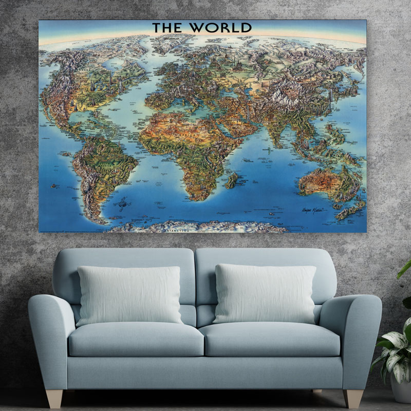 Πίνακας σε καμβά Παγκόσμιος Χάρτης Λεπτομερής